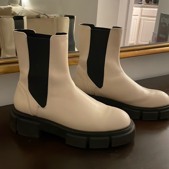Shoes - Cream Chelsea Lug Boots